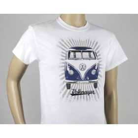 VW T1 BUS T-T-shirt basique (S) - SAMBA RAYURES / Bleu / Blanc