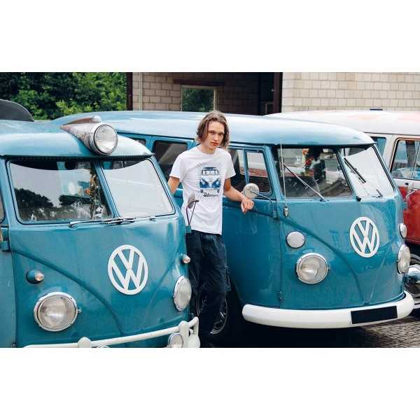 VW T1 BUS T-T-shirt basique (S) - SAMBA RAYURES / Bleu / Blanc |  |...