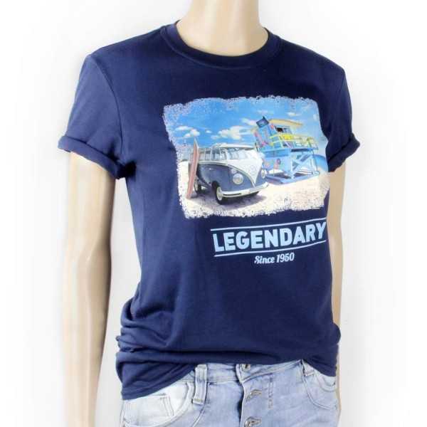 VW T1 BUS T-T-shirt basique (S) - Plage / BLEU