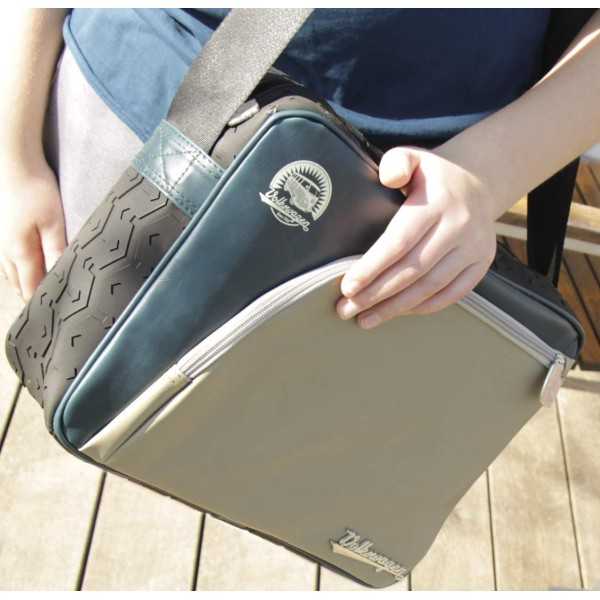 VW T1 BUS BESACE AVEC BANDE DE ROULEMENT BORDURE - VINTAGE LOGO / B...