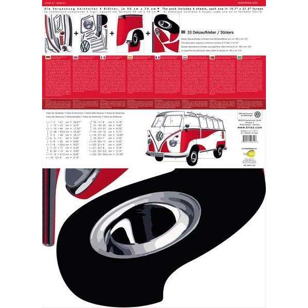 VW T1 BUS WALL TATOUER - Rouge classique |  | Décoration