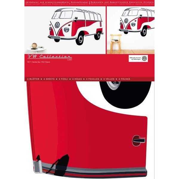 VW T1 BUS WALL TATOUER - Rouge classique |  | Décoration