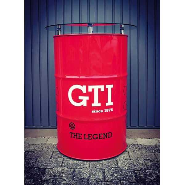 VW GTI HIGH BAR TABLE AVEC VITRINE HUILE DRUM (208L) - ROUGE