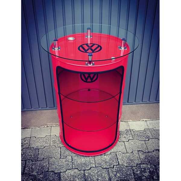 VW GTI HIGH BAR TABLE AVEC VITRINE HUILE DRUM (208L) - ROUGE |  | M...