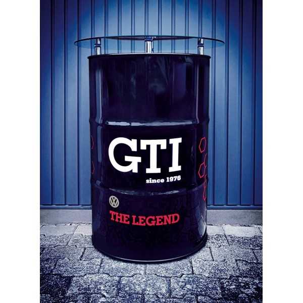 VW GTI HIGH BAR TABLE AVEC VITRINE HUILE DRUM (208L) - NOIR