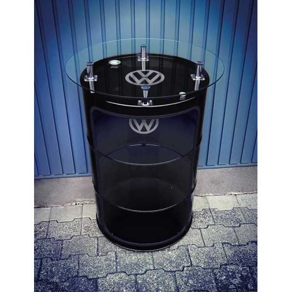 VW GTI HIGH BAR TABLE AVEC VITRINE HUILE DRUM (208L) - NOIR |  | Me...