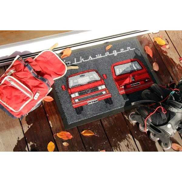 VW T3 BUS PAILLASSON - avant et arrière / ROUGE |  | Paillassons