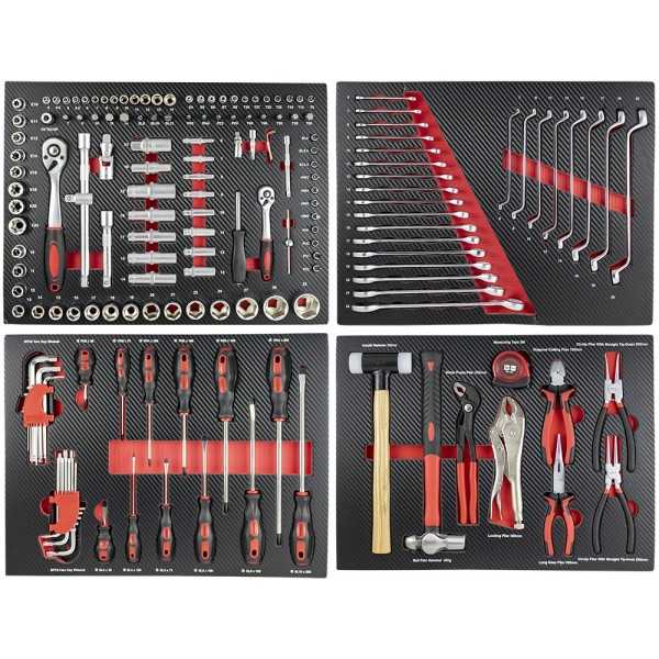 JEU DE 4 MODULES EVA CARBONE POUR OUTILS- ROUGE