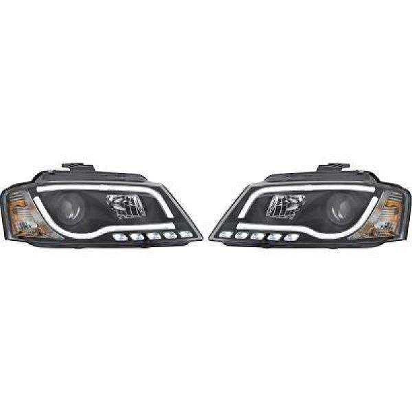 SET PROJECTEUR DESIGN AUDI A3. 08 12     KLARGLAS/SCHWARZ
