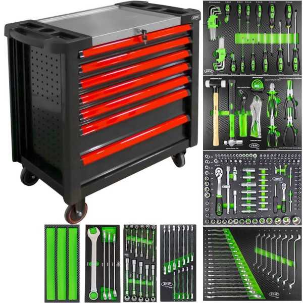 SERVANTE Ã€ ROULEAUX XL AVEC 7 TIROIRS ROUGE