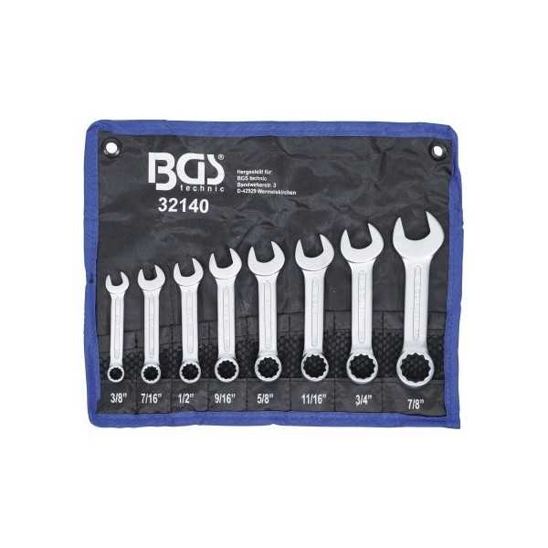 Jeu de clÃ©s mixtes en pouce extra courtes 3/8" 7/8" 8 piÃ¨ces