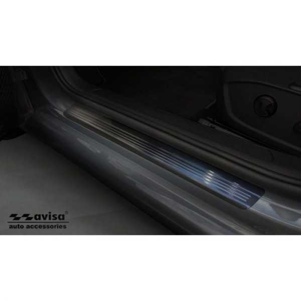 Seuils de portes inoxydable noir Volkswagen Golf VIII HB/Variant 2020-2024 & FL 2024- Acier BrossÃ© 'Lines'