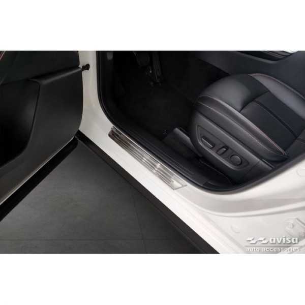 Seuils de portes inoxydable sur mesure pour Mazda CX-60 (KH) 2022- 'Lines' - 4-piÃ¨ces