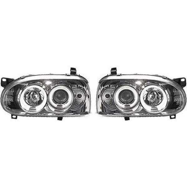 ENSEMBLE DE PHARES DESIGN GOLF. 91 97          H1+H1 CHROM