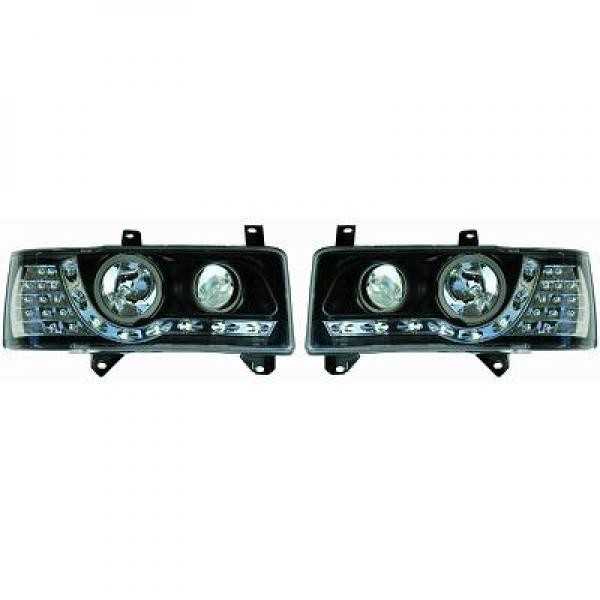 Les phares LED DRL adaptÃ©s au VW T4 Transporter 1990-2003 Black