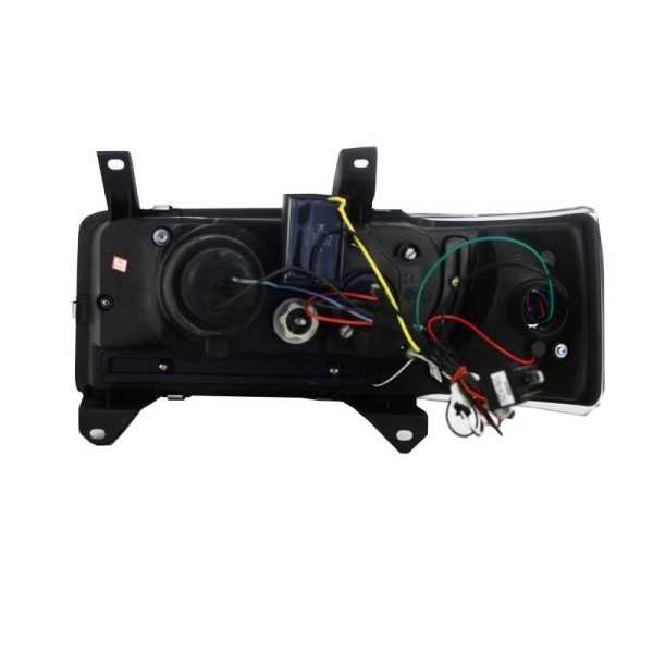 Les phares LED DRL adaptés au VW T4 Transporter 1990-2003 Black | D...